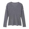 Autumn French Retro V-Neck Batwing Sleeve Striped Loose Sweater Top
