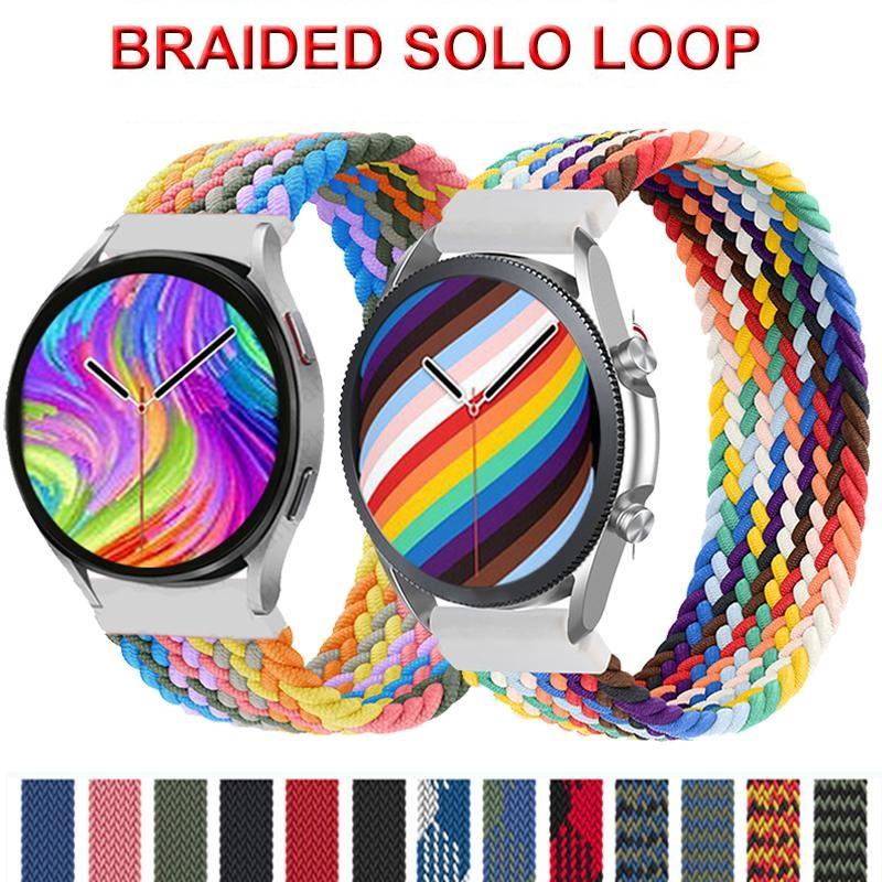Тканевый плетеный нейлоновый ремешок Solo Loop для Samsung Watch 7 / 6 / 5 / Watch 4 для Huawei GT2 / Huami Amazfit Bip U Bip S Gts 2 Ремешки для часов