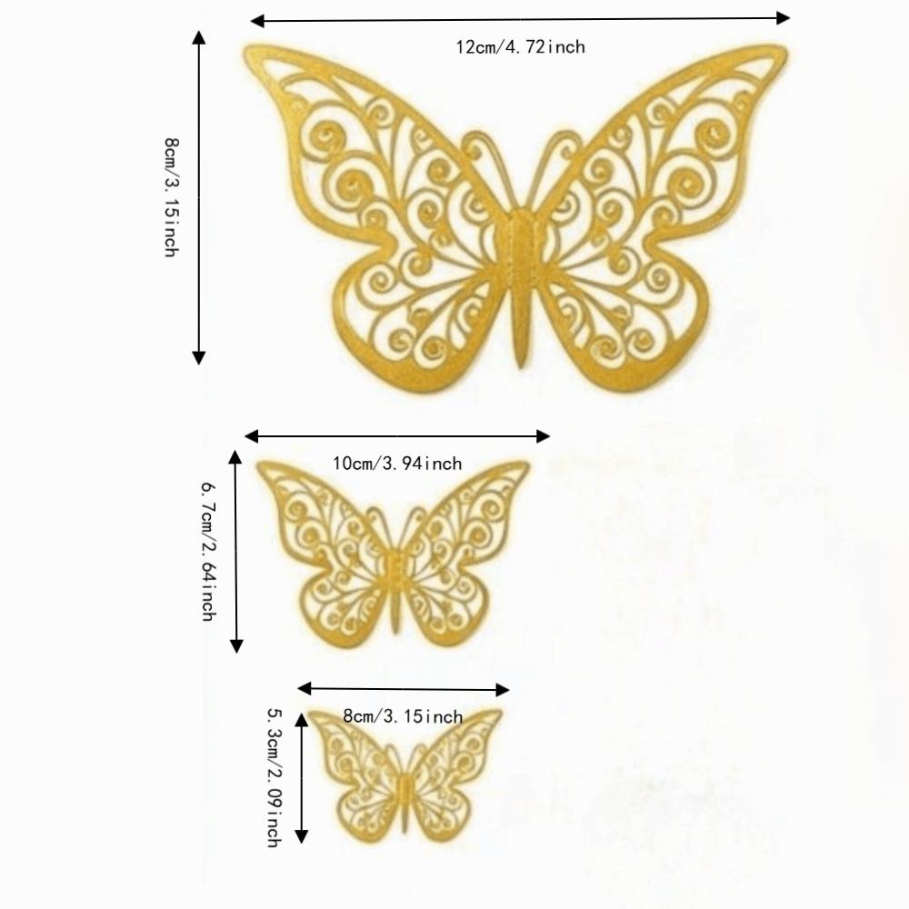 72Pcs Easy Cleaning Butterfly Wall Stickers Hollow Design 3D Butterfly Wall Decor Home Decor