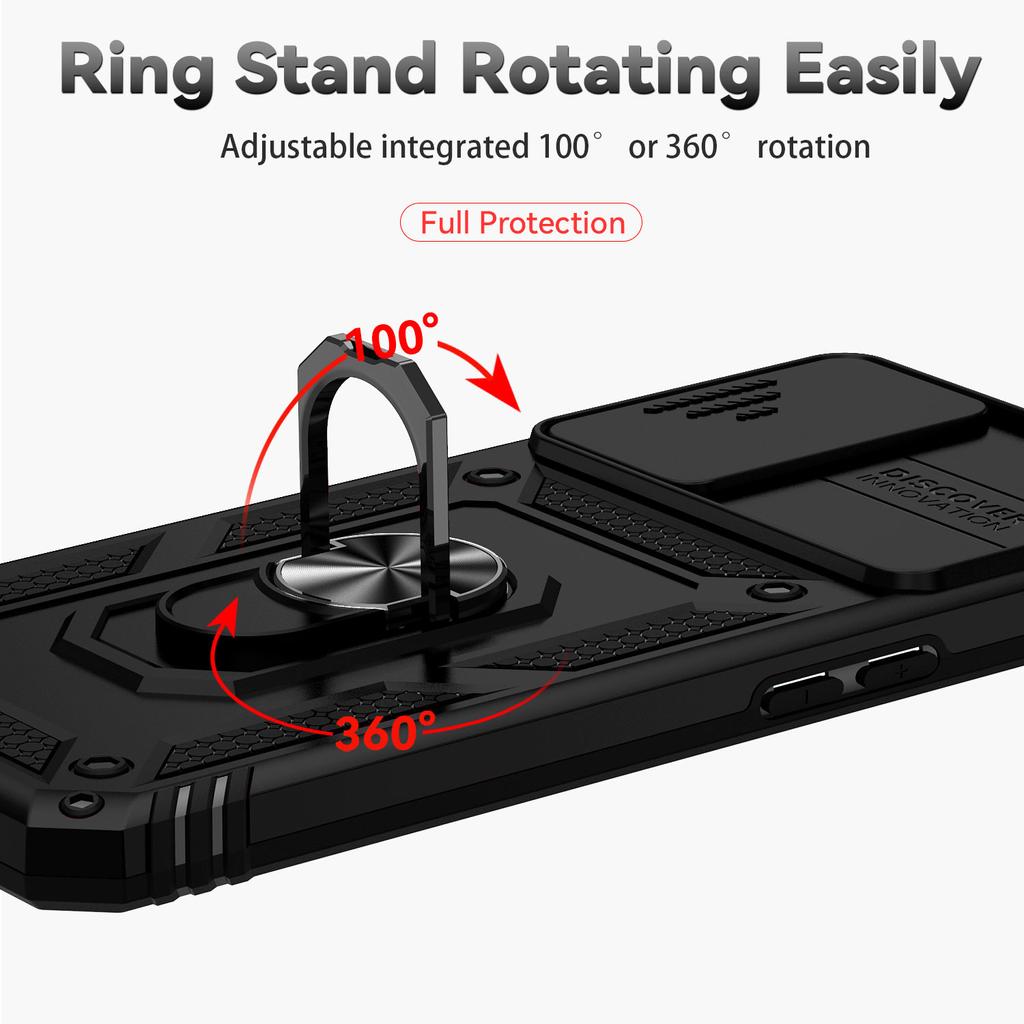 Для Oppo A16/Oppo A16s/Oppo A54s/Oppo A54 (4G)/Оппо А55 (4G)/Oppo A55 5G Бронированный чехол для телефона Защита объектива камеры Металлическое кольцо-подставка Противоударный чехол