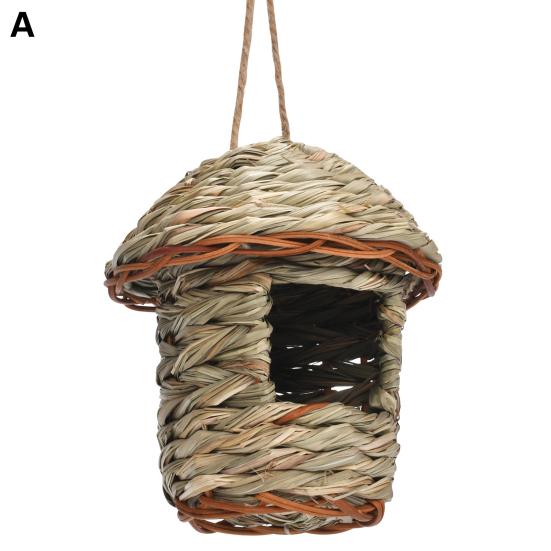 Домик для колибри со шнурком из травы, тканое вручную место для отдыха, подвесной натуральный скворечник, птичья хижина, уличные принадлежности