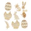 50/100pcs Rabbit Egg Chicken Shape Wooden Chips DIY Craft Bunny Ornament Happy Easter Party Decorations Kids Gift Toy