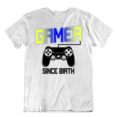 Gamer Since Birht Tshirt Born Gamer T-Shirt Novelty Slogan Nerd Tee