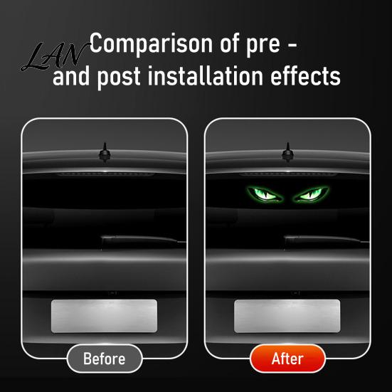 Night Driving Atmosphere Lamp Solar Devil Eyes Light for Windshield, Magnetic Installation Window Warning Sign with Three USB Rechargeable Car