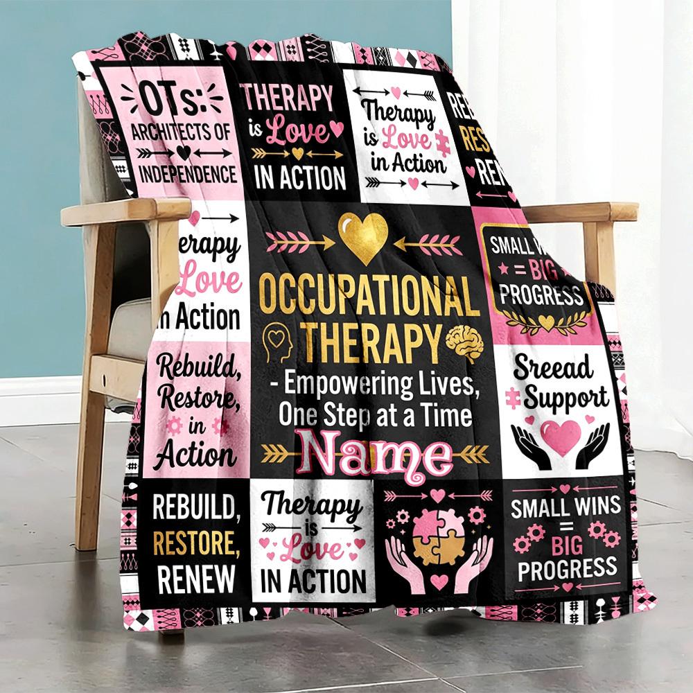 Occupational Therapy Love In Action Home Blanket Customize Your Names Comfortable Soft Lightweight Multipurpose Blanket For Picnics Sofas Offices Beds