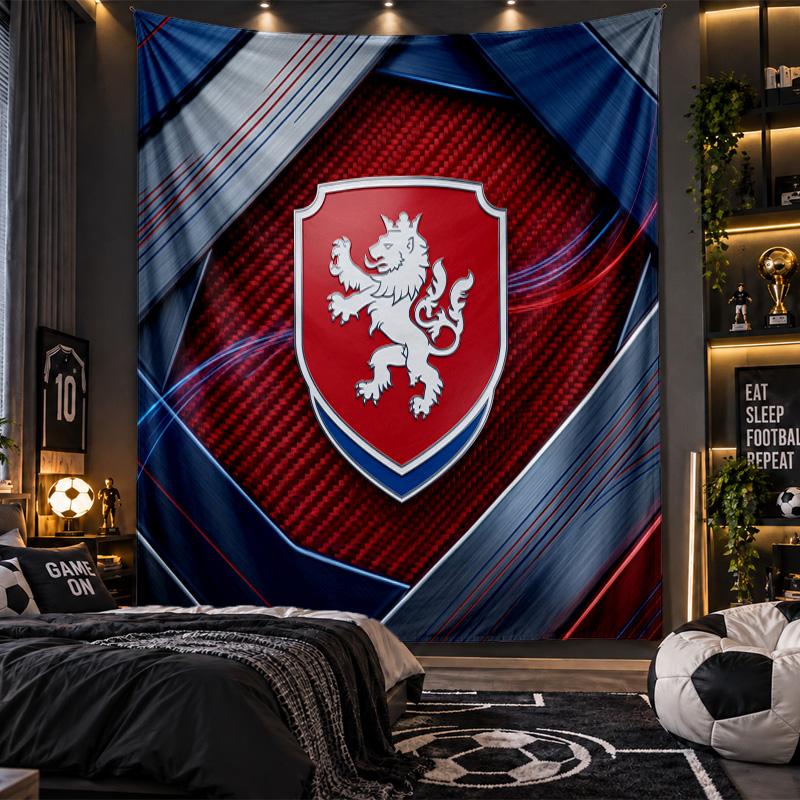 Wall Hanging Tapestry Czech Republic Football Print Cloth for Living Room Bedroom Home Decor