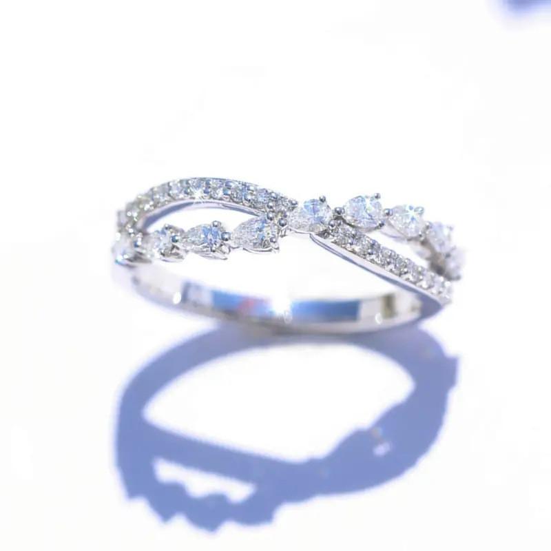 925 Sterling Silver Cross Rings with Pear CZ Exquisite Women Accessories for Wedding Party Fashion Versatile JewelryGood product