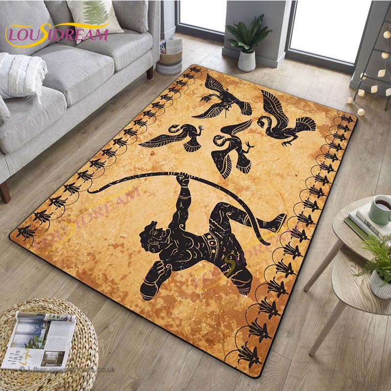 3D Египетский ковер «Древний всадник», греческий ковер, ковер Древнего Египта для гостиной, спальни, кухни, греческий домашний декор, нескользящий напольный коврик