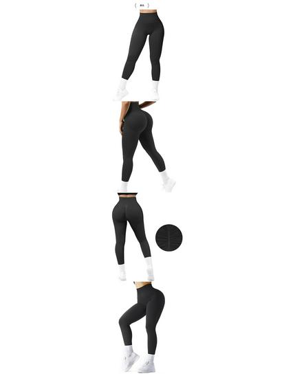 Бесшовные ребристые брюки для йоги с высокой талией и эффектом «персика»