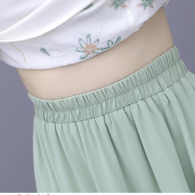 Летний женский улучшенный Cheongsam в китайском стиле из двух частей, верхняя юбка, наборы с художественной вышивкой