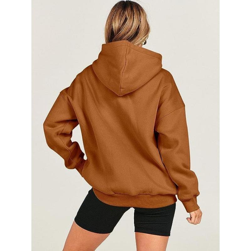 Women's Fashion Casual Solid Color Print Long Sleeve Hooded Hoodies & Sweatshirts