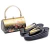 Церемония совершеннолетия Zori Bag Furisode Sandals 3 x [KYOETSU] Комплект, Сумка, Ярусы, Женский (LL, 1-Золото-черный)