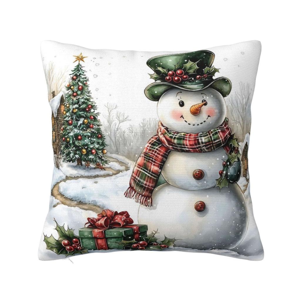 Pillow Cover Christmas Snowman Pattern Cushion Cover Cute Funny Pillow Case For Living Room Chair Pillowcases