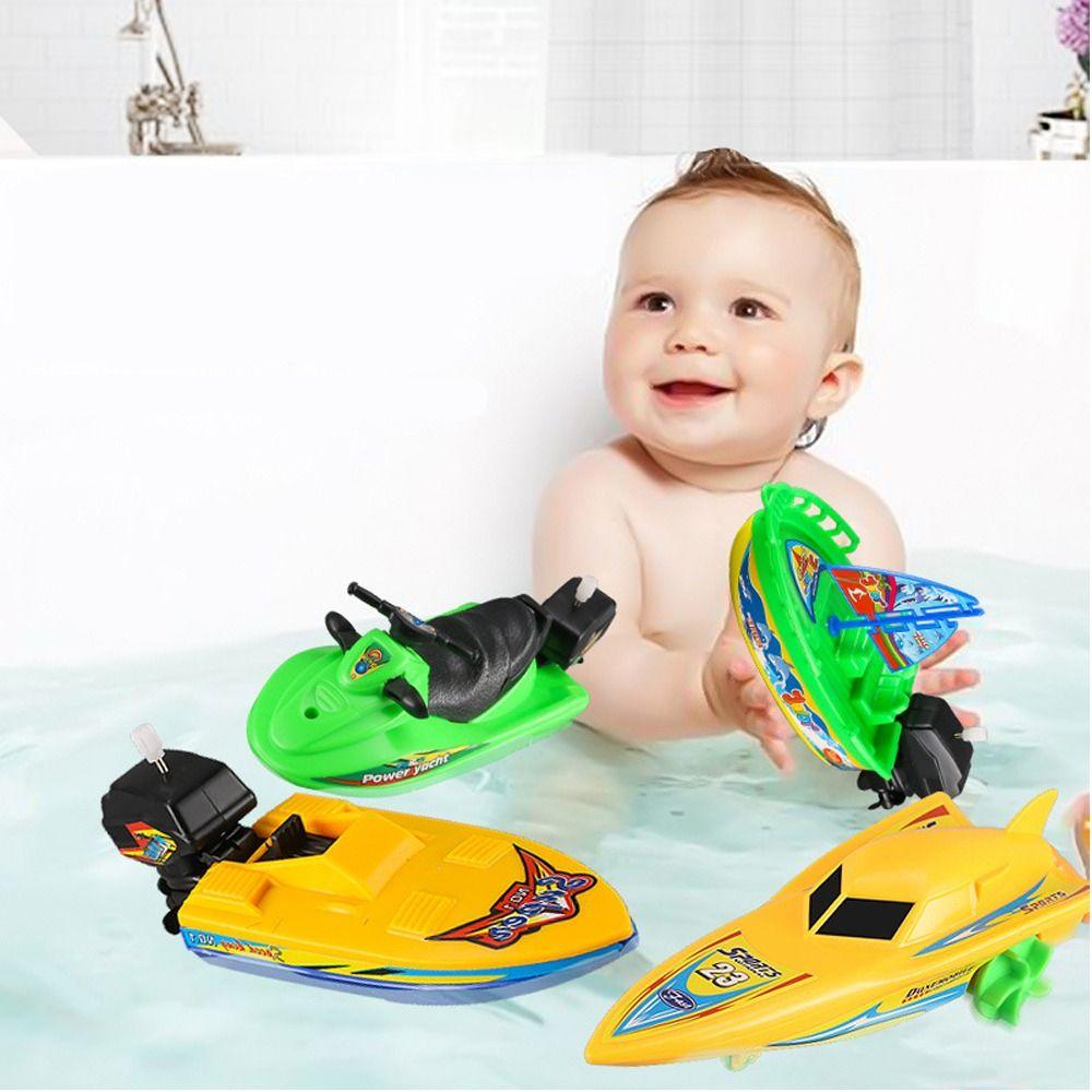 Плавать в воде Заводная игрушка Моторная лодка Скоростная лодка Корабль Игрушки Мини Игрушка для душа и ванны Дети