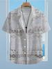Men'S Casual Shirt with Geometric Floral Print Pattern - Short-Sleeved Button Design, Bright Colors, Suitable for Outdoor And Casual Wear in The