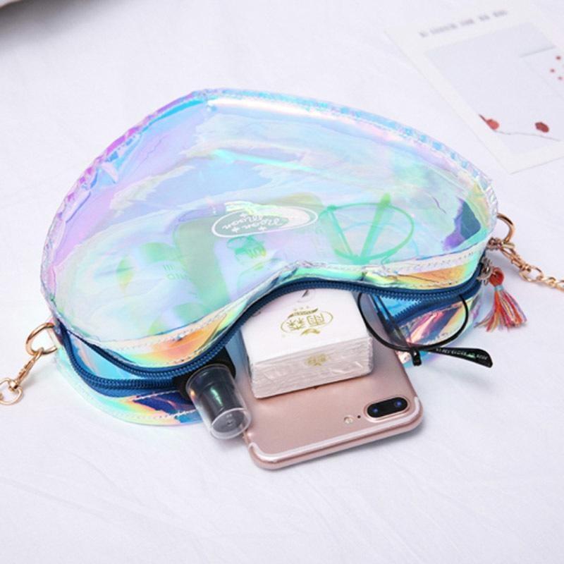 Прозрачная сумка на одно плечо Ma'am Laser Messenger Bag женские сумки конфетного цвета в форме сердца для девочек-подростков