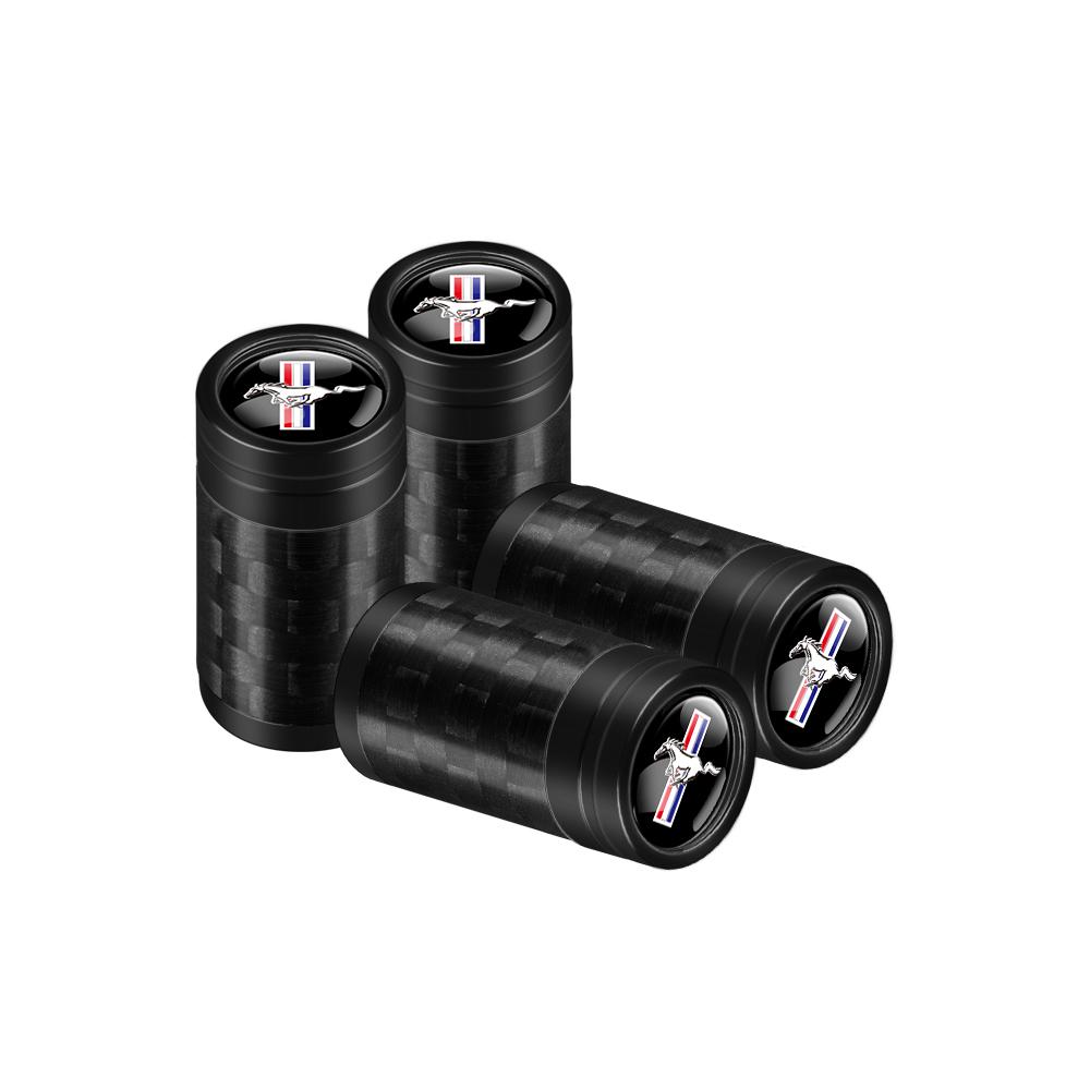 TVEI7 4Pcs Carbon Fiber Car Wheel Tire Valve Stem Air Cap Auto Decoration For Ford Fiesta Focus 2 Mk3 Mondeo Mk4 Ranger Kuga Mustang