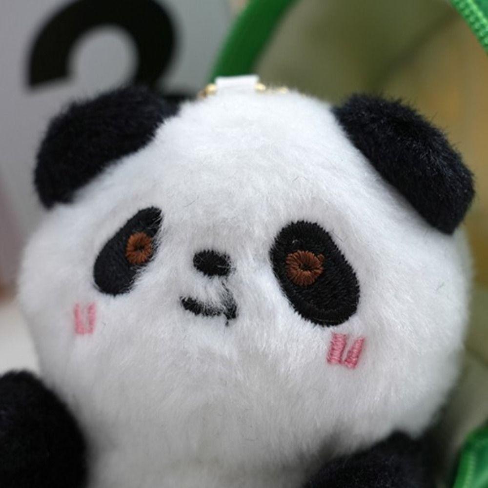 Plush Stuffed Kawaii Animal Pendant Cute Bamboo Tube Panda Keychain Lovely Backpack Decor