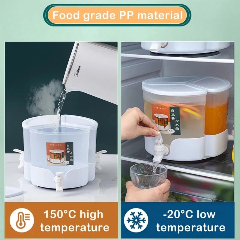 5200 мл кувшин для холодной воды, бытовой вращающийся кран с фруктовым чайником, ведро для прохладной воды, кухонная посуда для напитков, чайник, горшок