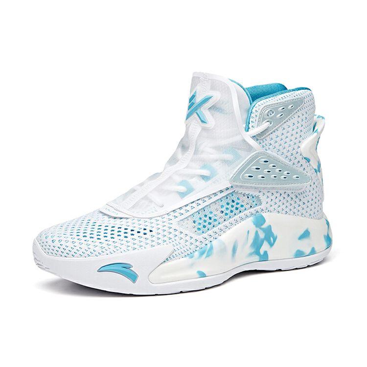 Anta KT5 Удобные универсальные амортизирующие нескользящие износостойкие высокие баскетбольные кроссовки мужские баскетбольные кроссовки белые синие 112021101-3