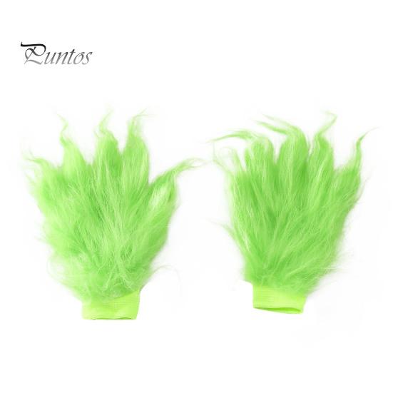 1 комплект рождественского костюма включает в себя верх, штаны, шляпу, пояс, перчатки и бахилы. Зеленый костюм Санта-Клауса из мультфильма, пушистое животное, для косплея, представления, драмы, сцены, оперы.