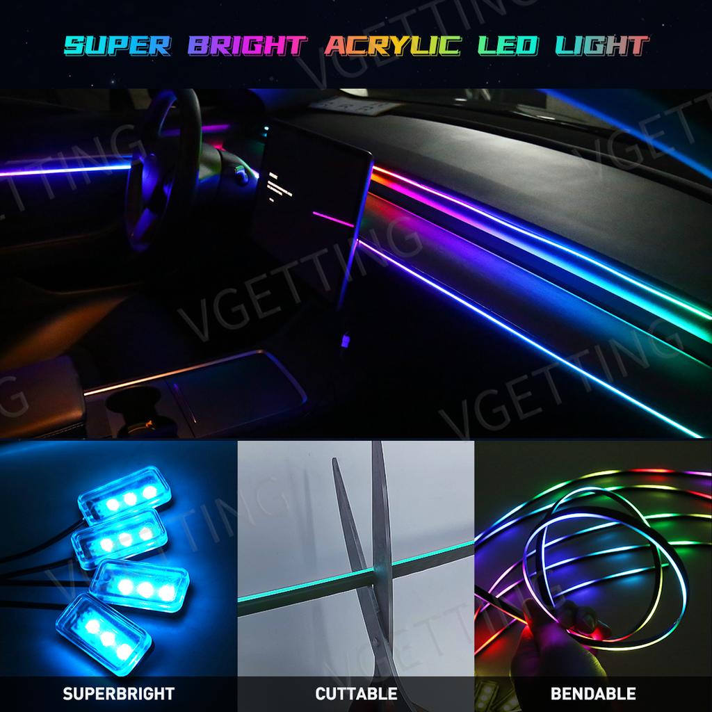 Vgetting для Tesla Model 3 YSX Car Ambient Lights 10 в 1 Footwell Universal RGB Atmosphere Lamps USB APP Remote Cigar Lighter