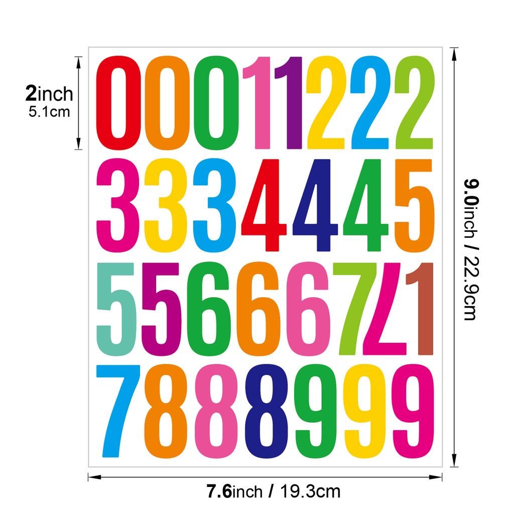 2-дюймовая цифровая наклейка, вырубная штампом, самоклеящаяся виниловая наклейка, водонепроницаемая, для идентификации номеров, классификации, цифровая наклейка