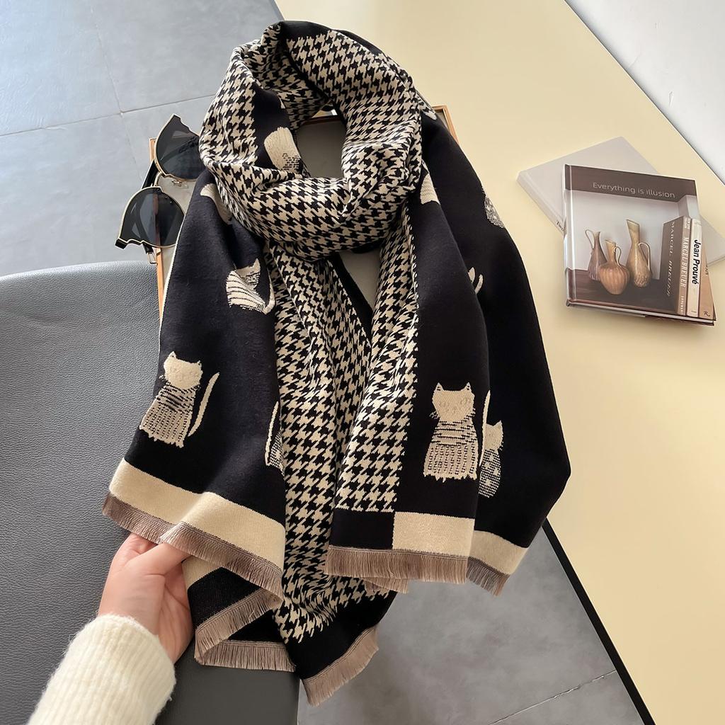 Winter Women Print Warm Scarf Cashmere Pashmina Double Sided Scarves Shawls Female Thick Blanket Wrap Bufanda Stole Echarpe