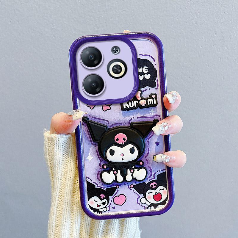 KEYSION Противоударный чехол для Infinix Hot 40i 40 Pro с ремешком, силиконовый милый 3D-чехол для телефона с мультяшной куклой для Infinix Smart 8 HD
