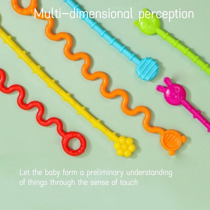 Детские игрушки Монтессори для сенсорного обучения, пальчиковые игрушки для раннего развития, игрушка 3 в 1, детский канат, мягкий силикон, от 0 до 12 месяцев