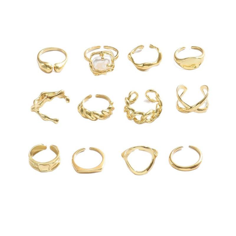 New Niche Design Metal Piece Set Ring Set Adjustable Joint Ring Plain Ring Jewelry Women