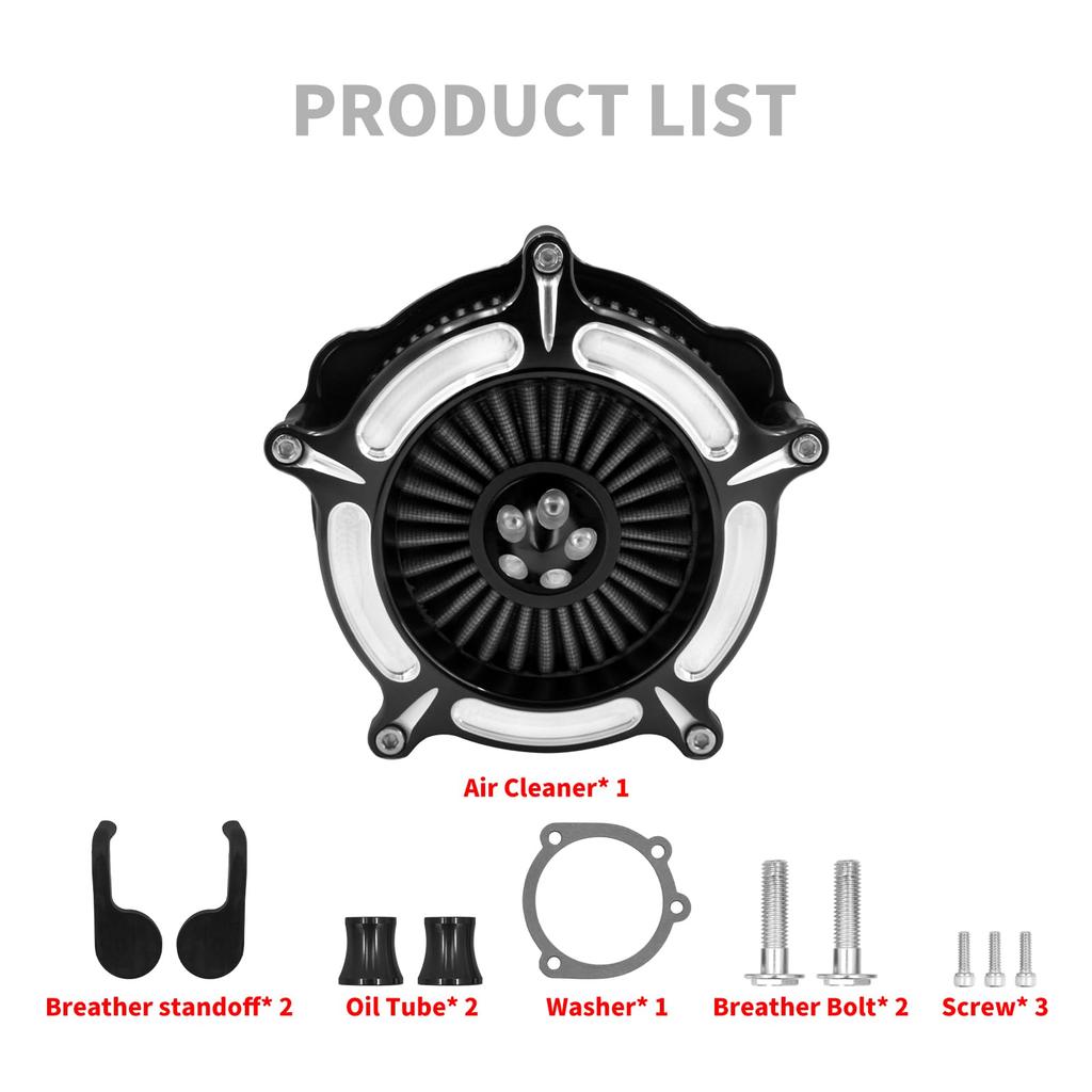 HDBUBALUS Motorcycle Air Intake Air Filter for Harley Sportster Air 883XL 1200 Xl883n Xl1200x 2004-2022 Black and Grey