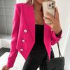 Костюмный пиджак, однотонное, невыцветающее, приятное к коже, женское двубортное элегантное офисное короткое пальто, уличная одежда