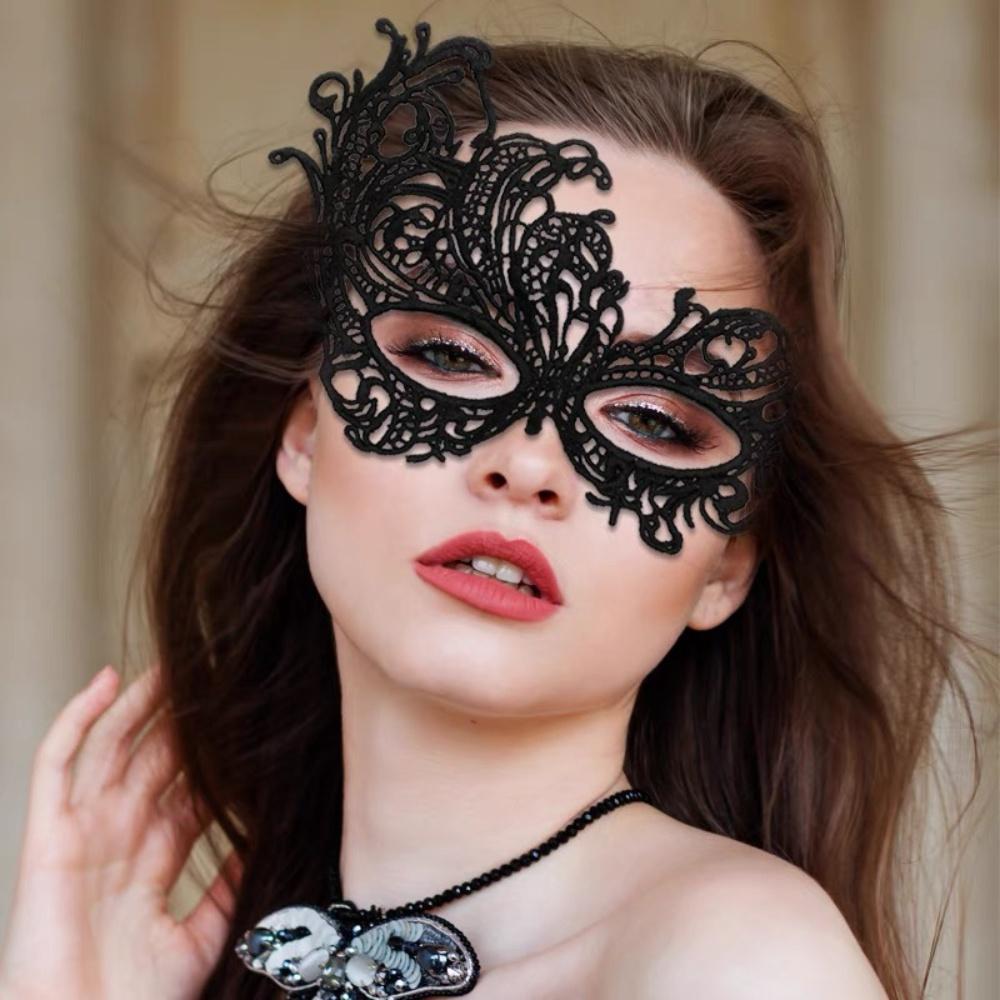 Black Lace Eye Mask Sexy Hollow Out Half Face Masquerade Mask Halloween Party Carnival Decorations Venetian Masks for Women