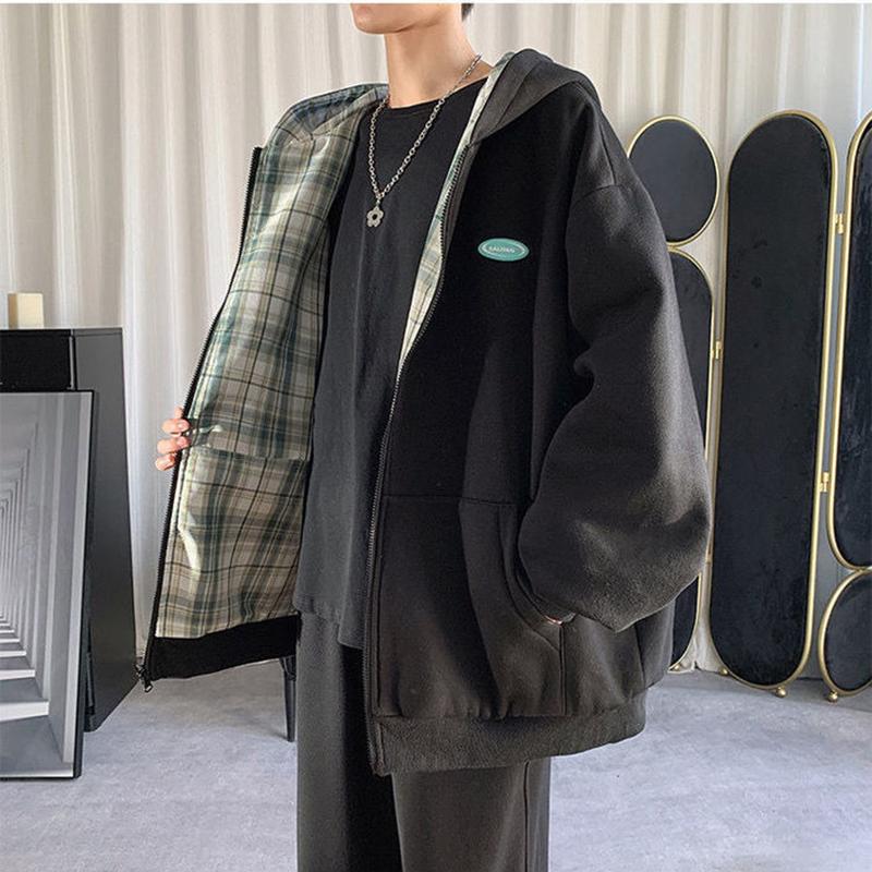 Двусторонняя куртка для мужчин и женщин, весенне-осенняя свободная японская бейсбольная форма, универсальный кардиган, теплая куртка с капюшоном и длинными рукавами