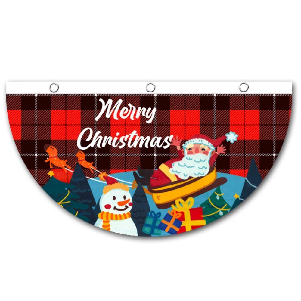 Snowman Christmas Bunting Fan Flag Polyester Christmas Railing Hanging Pendant  Christmas