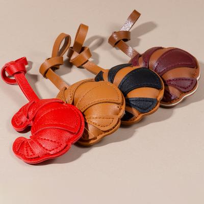 Ручная работа Кожаный Кроссан Женская Сумка Брелок - Милый Еда Рюкзак Подвеска Пара Друг Украшение Подарок