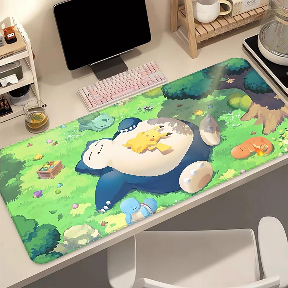 Large PPokemon Snorlax Gaming Mouse Pad HD Print NonSlip Rubber Base Desk Mat Keyboard Pad for PC Laptop Gamer Accessories