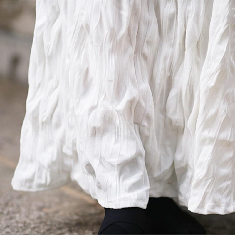 Johnature Женские винтажные однотонные юбки с эластичной резинкой на талии, весенние женские повседневные юбки А-силуэта