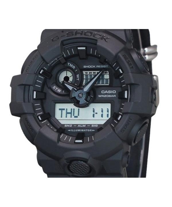 Casio Аналоговые цифровые эко-тканевые ремешки G-Shock с черным циферблатом, кварцевые мужские часы GA-700BCE-1A 200M