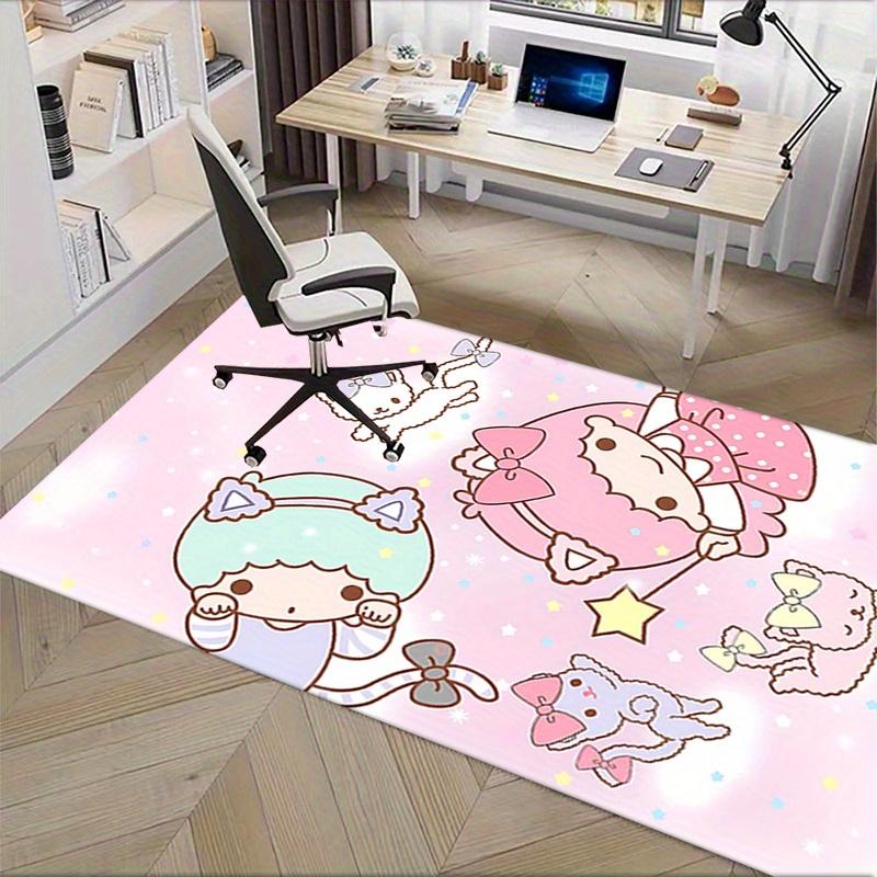 Office Rug Little Twin Stars, Sanrio Characters Anti-Slip Rug, Machine Washable for Living Room, Bedroom, Office, Multiple Sizes, Bedroom Mat, Decorat
