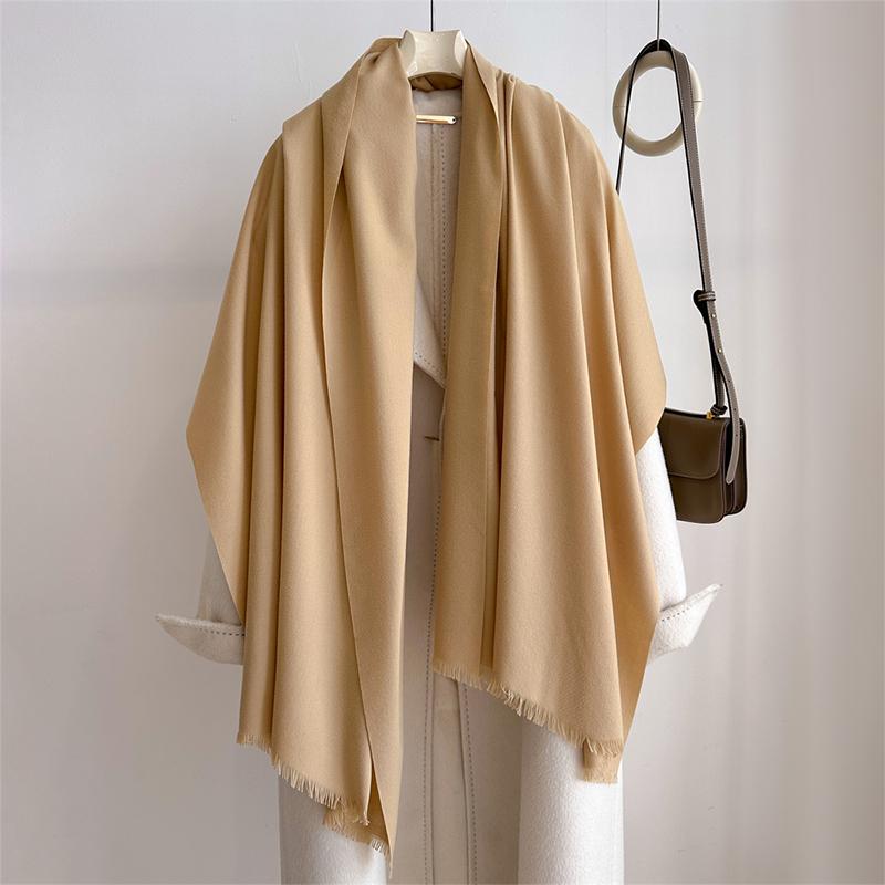 Luxury Winter Cashmere Scarf Women Solid Handkerchief Warm Pashmina Female Shawl Tassel Wrap Soft Pareo Bufanda Scarves Stole