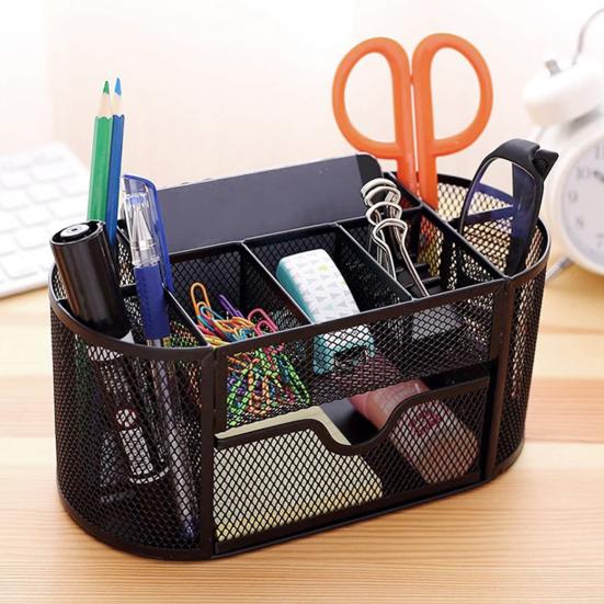 Practical Sliding Drawer Organized Large Capacity Nine Grids Office Stationery Box Office Supplies Pencil Storage Box