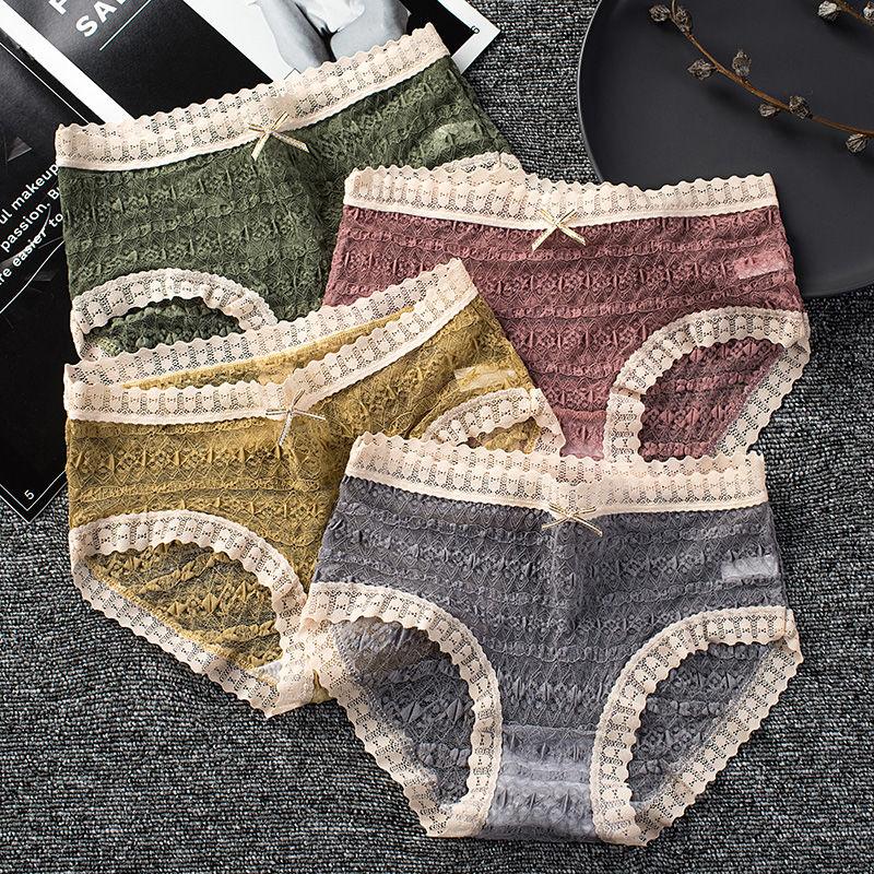 4 шт. женское нижнее белье со средней талией, трусы больших размеров, кружевные трусики, дышащее нижнее белье