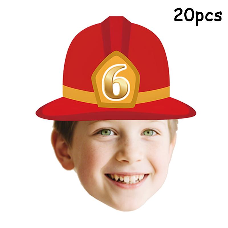 20pcs Firefighter Hat With Customized Face Sticker Personalized Age Birthday Paper Label Custom Sealing Stickers Party Supply