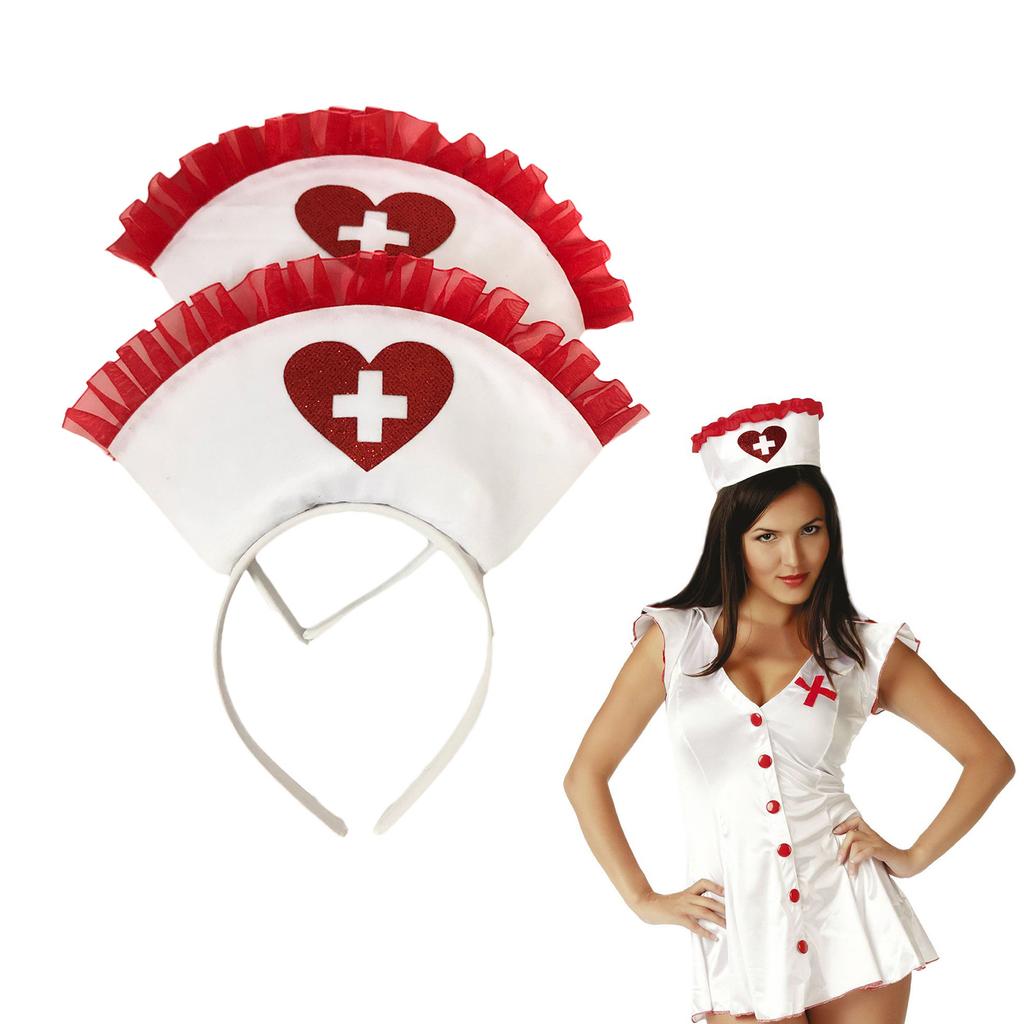 Nurse Hat Halloween Headband for Womens Girls Daily Wearing Halloween Party Fancy Dress Cosplay Hair Accessories