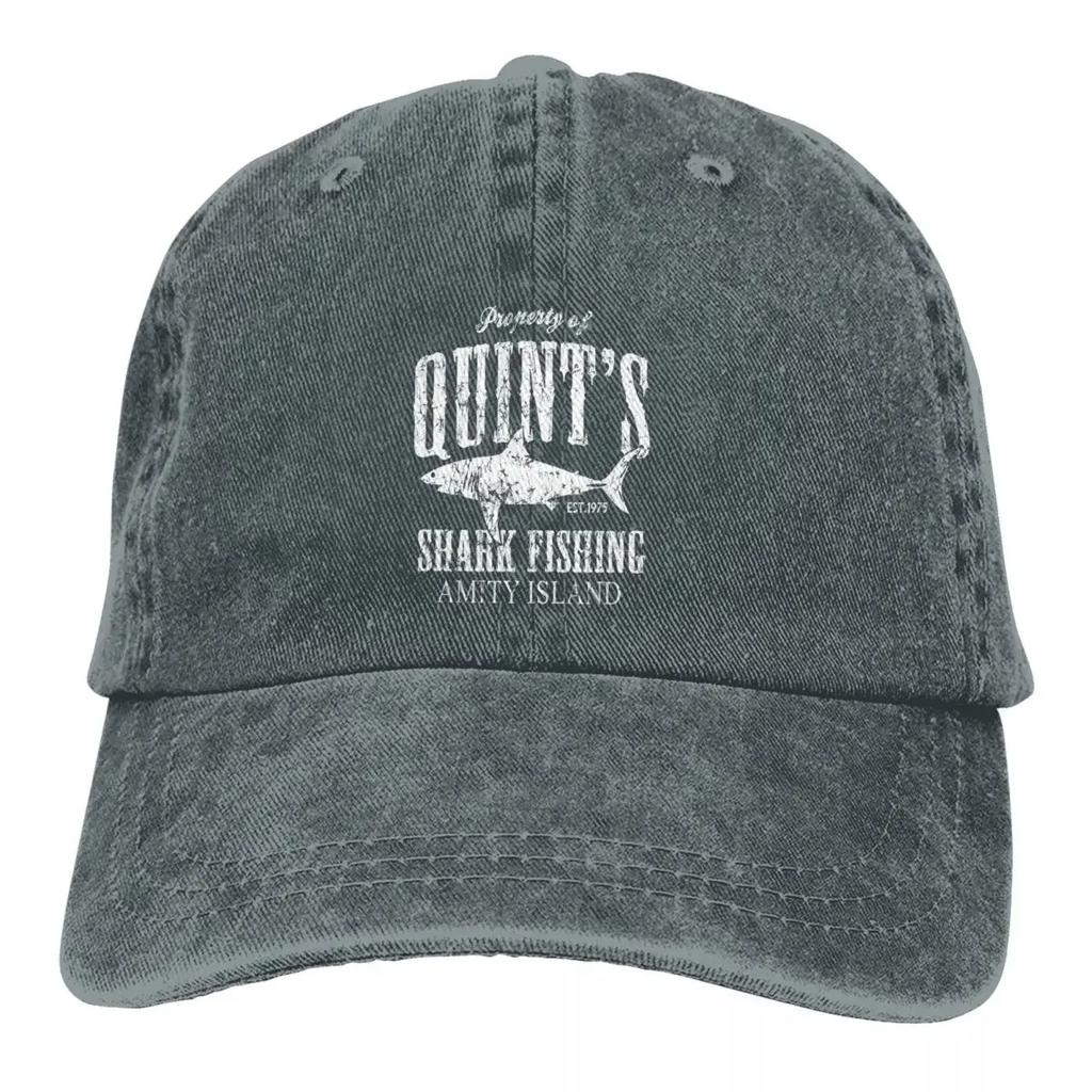 Мужская бейсболка с потертостями Quints Shark Fishing Amity Island Trucker Snapback Cowboy Hat Dad Hat Dive Scuba Diving Golf Hats