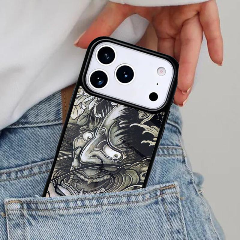 Японская маска демона Они Ханья Самурайский Чехол для телефона для iPhone 16e 15 14 13 12 17 Pro Max Plus Air 17pro Чехол