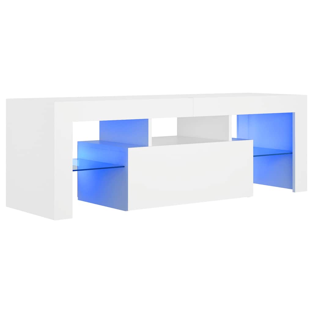 TV Stand with LED Lights White 120 x 35 x 40 cm