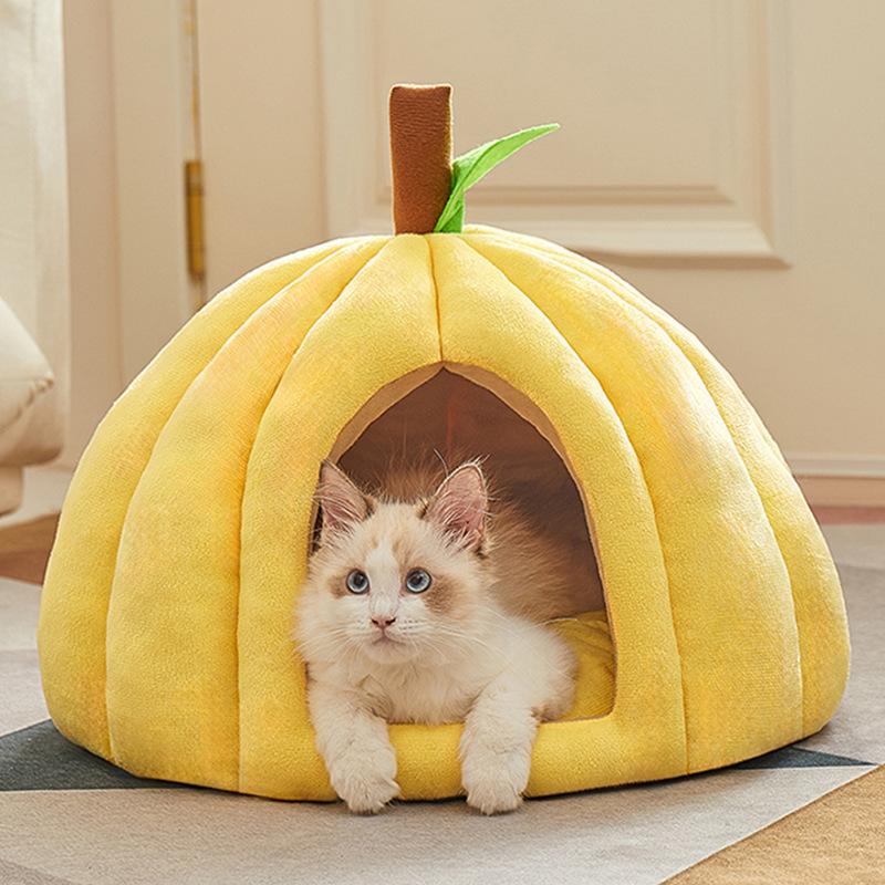 Кошачий туалет Four Seasons Universal Cat Bed Dog Litter Cat Closed Safe Sleeping Nest Escape House Pumpkin Thickened Pet Nest
